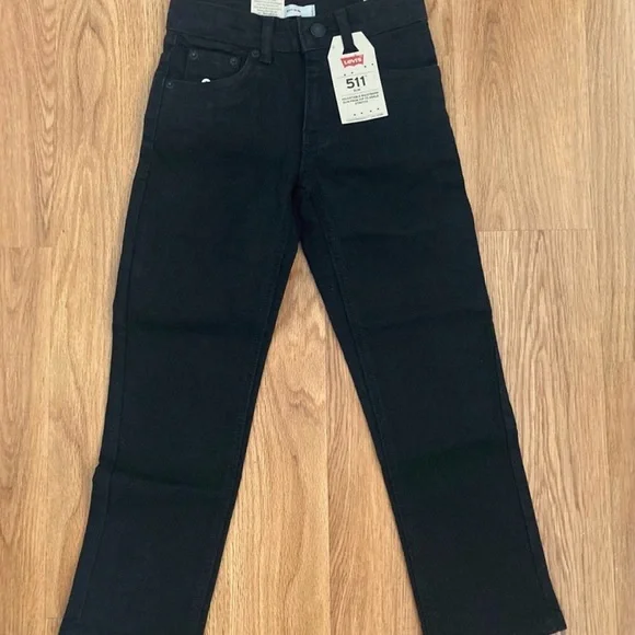 Levi’s 511 Slim Jeans Kids Size 6 Regular Black Adjustable Waist NEW - Picture 3 of 7